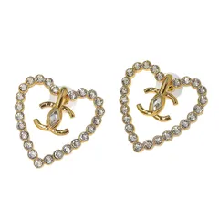シャネル CHANEL ココマーク ハート ピアス ラインストーン ゴールド色 L23C 美品 新入荷 CH1129