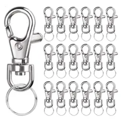 HappyHome ナスカン キーホルダー金具 30個セット 全長35mm 内径10mm 回転フック 二重リング付き アクセサリ金具 亜鉛合金製