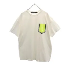 NO ID. BLACK ノーアイディ ブラック 半袖 Tシャツ 2 ホワイト 蛍光ビニールポケット メンズ 古着