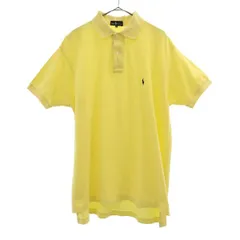 RALPH LAUREN ラルフローレン 刺繍 半袖 ポロシャツ M イエロー 鹿の子 メンズ 古着