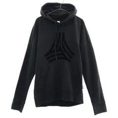 adidas アディダス ロゴ刺繍 長袖 スウェットパーカー S ブラック プルオーバー トレーナー メンズ 古着