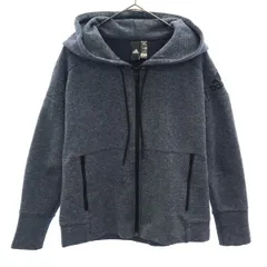 adidas アディダス ロゴワッペン 長袖 ジップパーカー L グレー レディース 古着