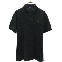 FRED PERRY フレッドペリー 日本製 ドット 半袖 ポロシャツ M ブラック 鹿の子地 メンズ 古着