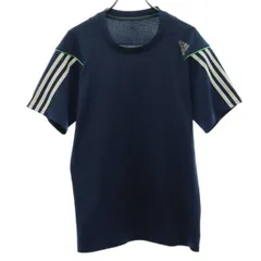 adidas アディダス ロゴプリント トレーニング 半袖 ウェア ネイビー トレーニング メンズ 古着