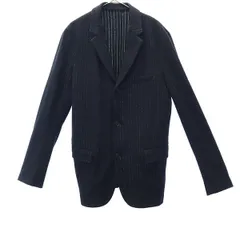 08sircus ゼロエイトサーカス ウールブレンド ストライプ テーラードジャケット 2/48 ブラック メンズ 古着