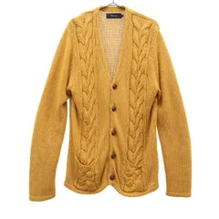 SHIPS JET BLUE シップスジェットブルー リネンブレンド 長袖 ニットカーディガン L イエロー レディース 古着