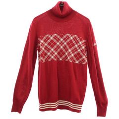 adidas アディダス ウールブレンド アーガイル ゴルフ 長袖 セーター S レッド ニット レディース 古着