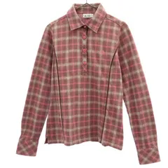 adidas アディダス チェック ゴルフ 長袖 ハーフボタン シャツ S ピンク系 レディース 古着