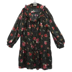 deicy デイシー 日本製 花柄 長袖 チュニック F ブラック系 ワンピース レディース 古着