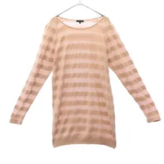 theory セオリー リネンミックス ボーダー 長袖 ニット S ピンク セーター チュニック レディース 古着