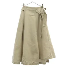 Mila Owen ミラオーウェン リネンブレンド ロング丈 フレアスカート 0 ベージュ レディース 古着