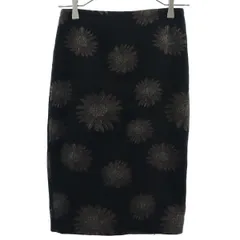 UNITED ARROWS ユナイテッドアローズ 日本製 花柄 ミディ丈 タイトスカート 36 ブラック系 レディース 古着