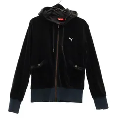 PUMA プーマ 刺繍 ジップパーカー L ブラック系 レディース 古着