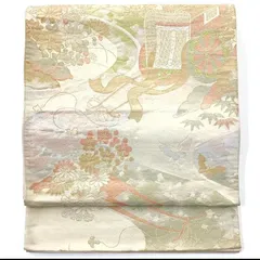 ［4916］袋帯 草花蝶道長文様 金糸 六通 正絹 着物 フォーマル 金