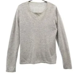 カシミヤ100％ 長袖 セーター 42 グレー ニット レディース 古着