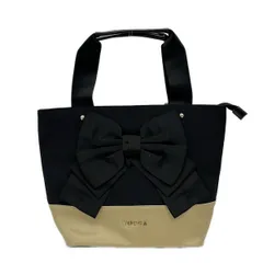 TOCCA(トッカ) ハンドバッグ - 黒×ベージュ リボン レザー