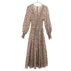 FRAY I.D フレイアイディー 20AW FWFO205233 花柄 長袖 ウエストシャーリングプリント ワンピース 0 ベージュ レディース 古着