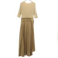 SNIDEL スナイデル 半袖 ワンピース 1 べージュ プリーツドッキングニットワンピース SWNO201055 レディース 古着