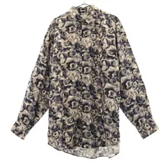 CONECT HOMME コネクトオム 総柄 長袖 レーヨン シャツ M レギュラーカラー メンズ 古着