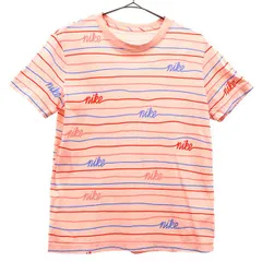 NIKE ナイキ ボーダー柄 半袖 Tシャツ M ピンク スポーツ トレーニングウェア レディース 古着