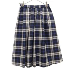 未使用 a day in the life アデイインザライフ チェック ロング丈 ギャザースカート 38 ネイビー系 UNITED ARROWS レディース 古着