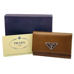 美品 PRADA プラダ キーケース 6連 サフィアーノレザー M222A 三角ロゴ TABACCO ブラウン