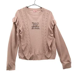 Ricca ricca リッカリッカ 織柄 長袖 ニット 140 ピンク セーター 刺繍 キッズ 古着