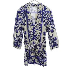 ZARA ザラ 花柄 長袖 リネンブレンド ミニワンピース M レディース 古着