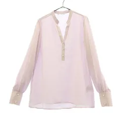 NARACAMICIE ナラカミーチェ ドット 長袖 ジャカードマオカラー ブラウス  パープル レディース 古着