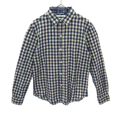 SHIPS シップス チェック 長袖 シャツ M ブルー系 メンズ 古着
