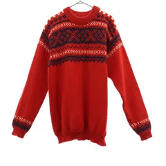 DALE of NORWAY ダーレオブノルウェイ ノルディック柄 長袖 ウール セーター M レッド ニット メンズ 古着
