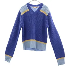 UNIQLO ユニクロ マルニコラボ 長袖 ポップコーンニット Vネック セーター L ブルー MARNI レディース 古着
