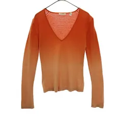ELIE TAHARI タハリ 長袖 カシミヤ100% セーター M オレンジ系 ニット レディース 古着