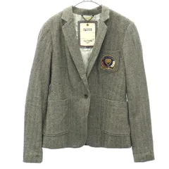 TOMMY HILFIGER トミーヒルフィガー 総柄 ウールミックス ジャケット M グレー ロゴワッペン レディース 古着のサムネイル