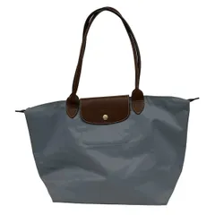 LONGCHAMP(ロンシャン) ショルダーバッグ M ル・プリアージュオリジナル ブルーグレー×ダークブラウン 折りたたみ レザー