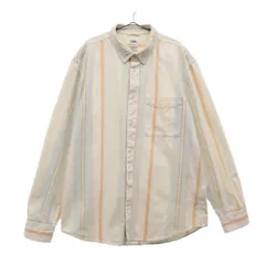 ZARA ザラ ストライプ 長袖 ボタンダウンシャツ XL ホワイト メンズ 古着