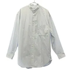 UNIQLO ユニクロ プラスジェイ コラボ ストライプ 長袖 スーピマコットンオーバーサイズスタンドカラー シャツ S ホワイト +J メンズ 古着