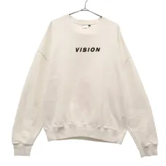 VISION STREET WEAR ヴィジョンストリートウェア ロゴプリント 長袖 トレーナー M ホワイト スウェット メンズ 古着