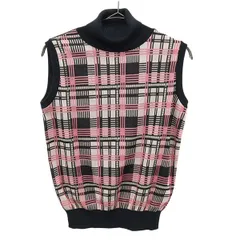 M.U SPORTS エムユースポーツ チェック タートルネック ニットベスト 40 レディース 古着