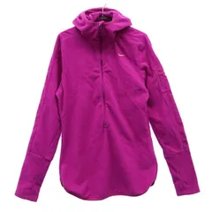 NIKE ナイキ ロゴ刺繍 長袖 ハーフジップ フーディー フリースジャケット M パープル レディース 古着