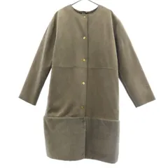 ZARA ザラ 切替 ノーカラーコート S グレー レディース 古着