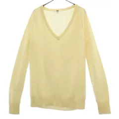 UNIQLO ユニクロ 長袖 カシミヤ100% Vネック セーター M ホワイト ニット レディース 古着