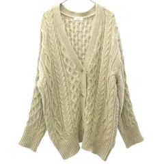 LOWRYS FARM ローリーズファーム 長袖 ニット カーディガン F ベージュ Ｖネック レディース 古着