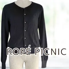 USED ROPE' PICNIC ニットカーディガン ボタンパール風加工 ブラック サイズ38 レディース ロペピクニック