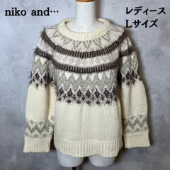 niko and ...　ニコアンド　厚手ニット　セーター　プルオーバー　丸首　ウール混　ノルディック柄　Lサイズ　レディース　【B-3】