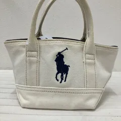 8000　POLO RALPH LAUREN　 ポロラルフローレン　ハンドバッグ　 ミニバッグ　キャンバス　ホワイト系　 白　馬　ホース　刺繍　ネイビー　 レディース