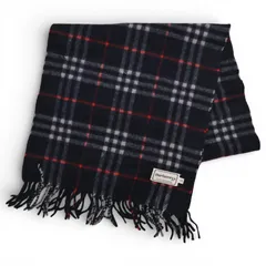 バーバリー ノバチェック マフラー カシミヤ100％ ネイビー Bランク bb4604cf