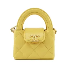 【天白】シャネル バッグチャーム イエロー 黄色系 ゴールド金具 ラムスキン レザー ランダム チャーム 小物 その他 レディース未使用