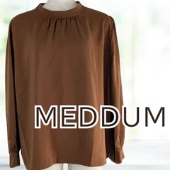 USED MEDDUM スタンドカラ―ギャザーブラウス ブラウン サイズ38 レディース メデュームのサムネイル