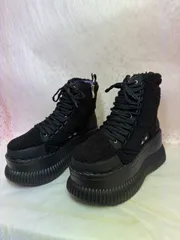 ♡新品未使用♡ 　超美品　23.5cm　ヨースケ YOSUKE  　レディース 　厚底スニーカーブーツ　厚底ショートブーツ 　ハイカット 厚底ブーツ 8.5cm 厚底フラットソール 靴　MY1376-446